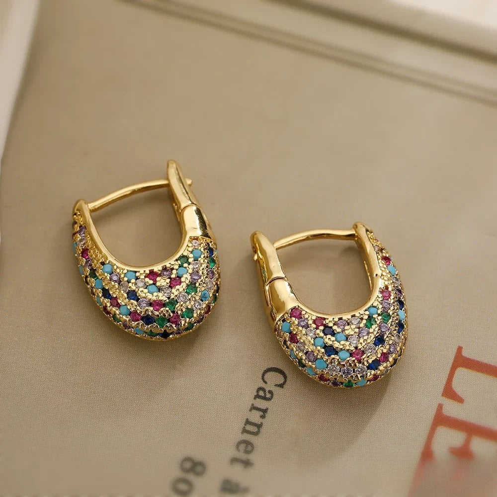 Gale | Colourful Earrings in Inlay Design