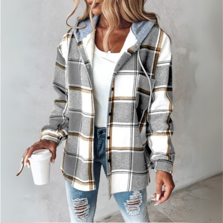 Carys | Warm Cosy Hooded Check Jacket