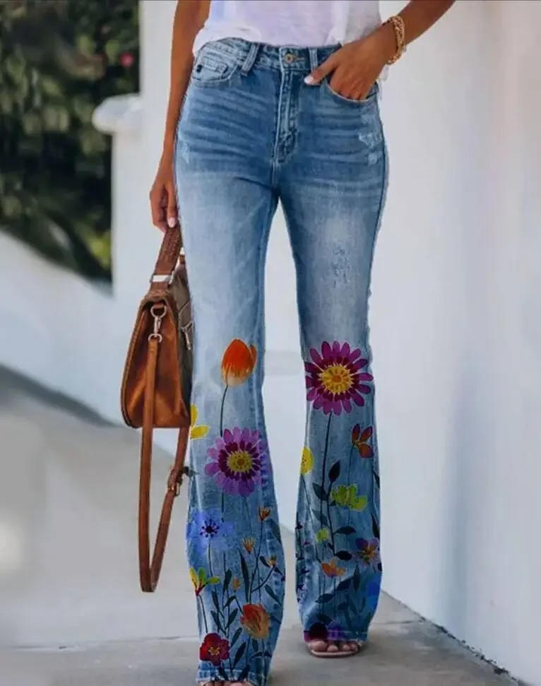 Briony | Embroidered Floral Flare Jeans