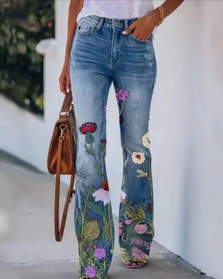 Briony | Embroidered Floral Flare Jeans