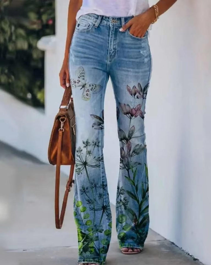 Briony | Embroidered Floral Flare Jeans