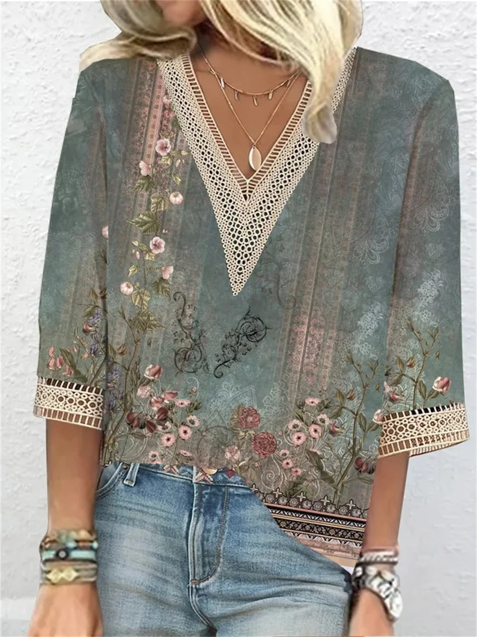 Sia | Vintage Lace Trim Sheer Blouse