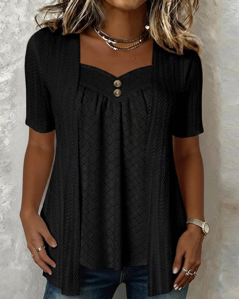 Carol | Layered Collar Patchwork Shirt
