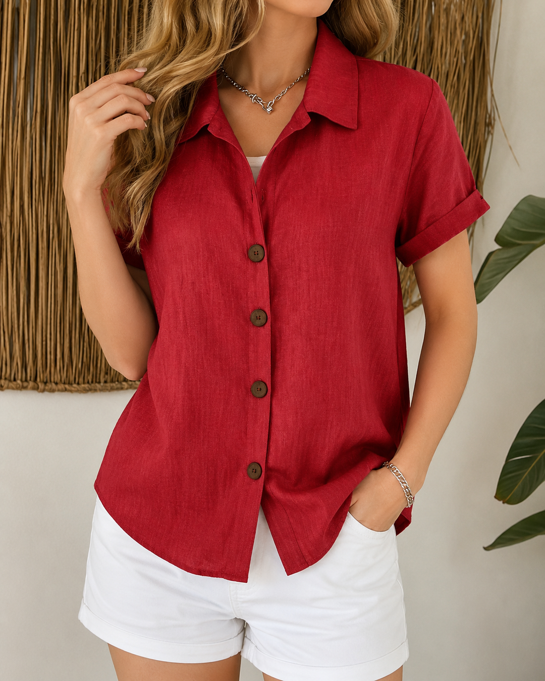 Barrine | Relaxed Button Linen Blouse