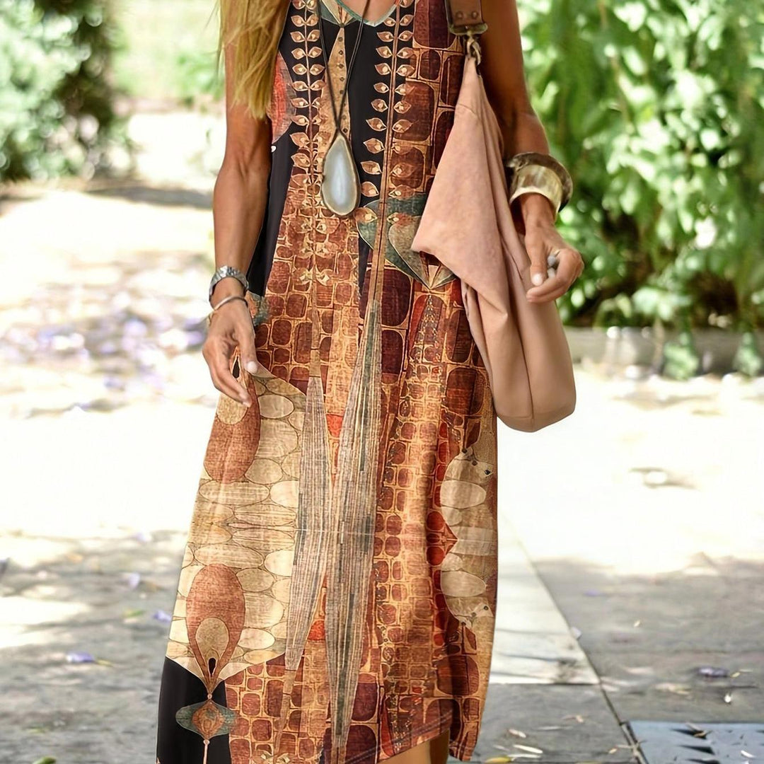 Bella | Sleeveless Boho Print Dress