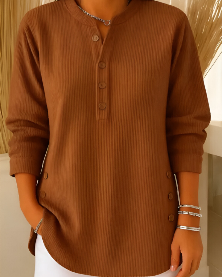 Lorne | Ribbed Button Placket Knit Top