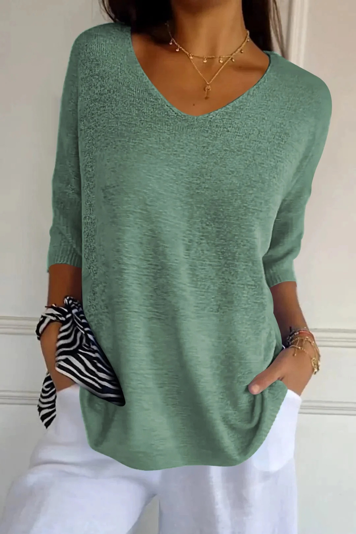 Allira | Soft V Neck Knit Top