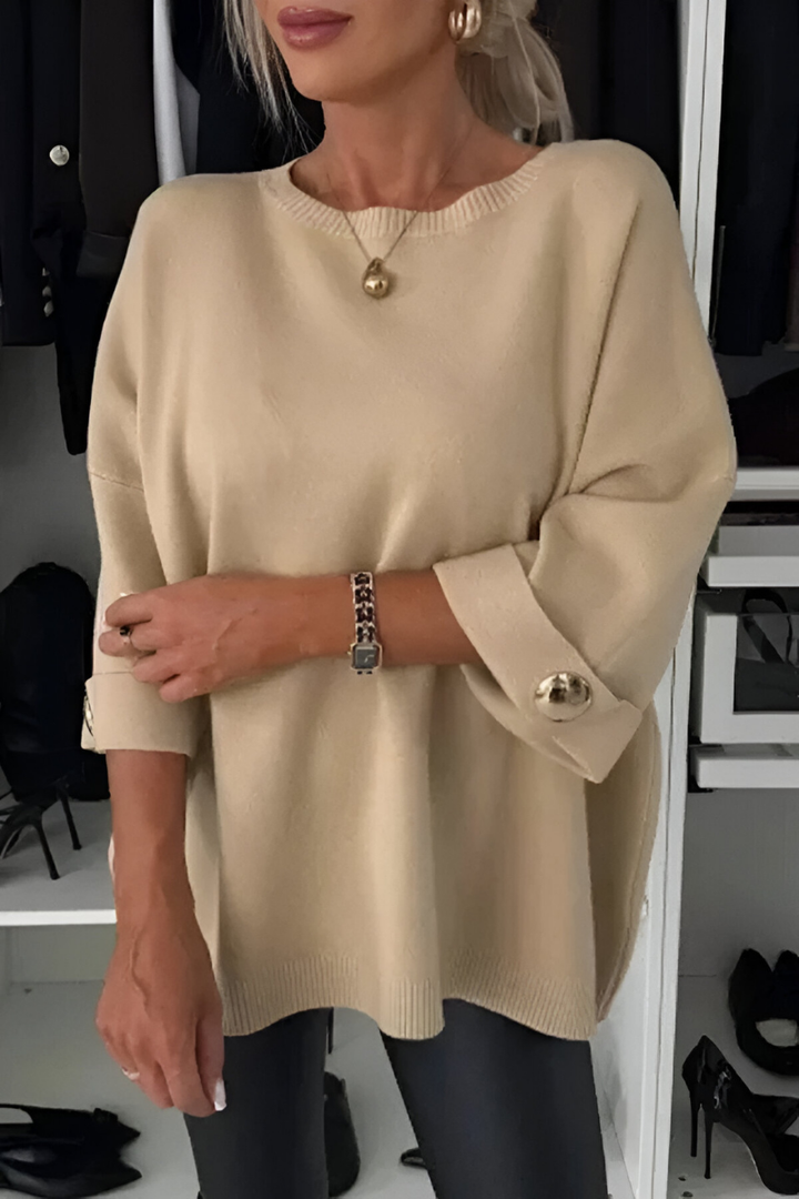 Coorah | Soft Button Cuff Knit Top