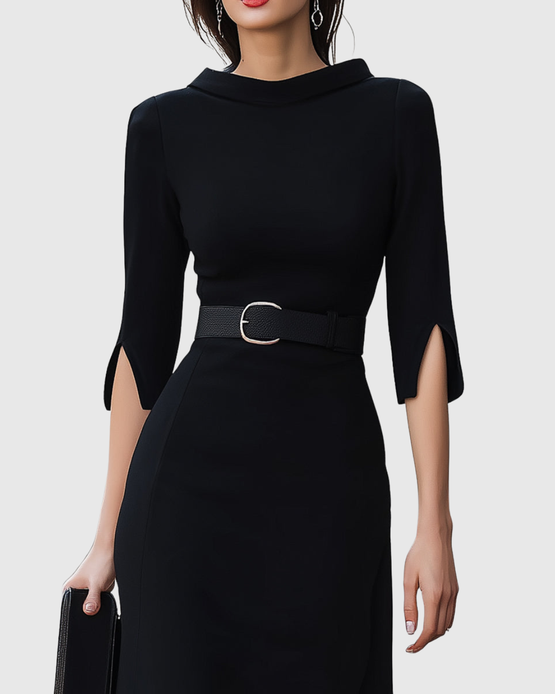 Bronwyn | Classic Black Midi Dress