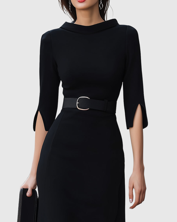 Bronwyn | Classic Black Midi Dress