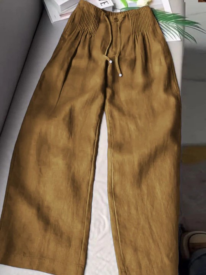 Zora | Flowing Wide Leg Pants with Shirred Waist