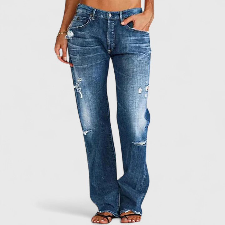 Cathy | Relaxed Low Rise Straight Leg Jeans