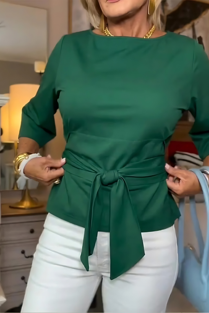 Lennox | Tie Waist Boat Neck Top
