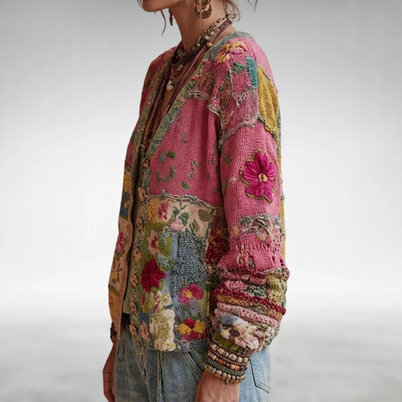 Patchwork Knit Cardigan