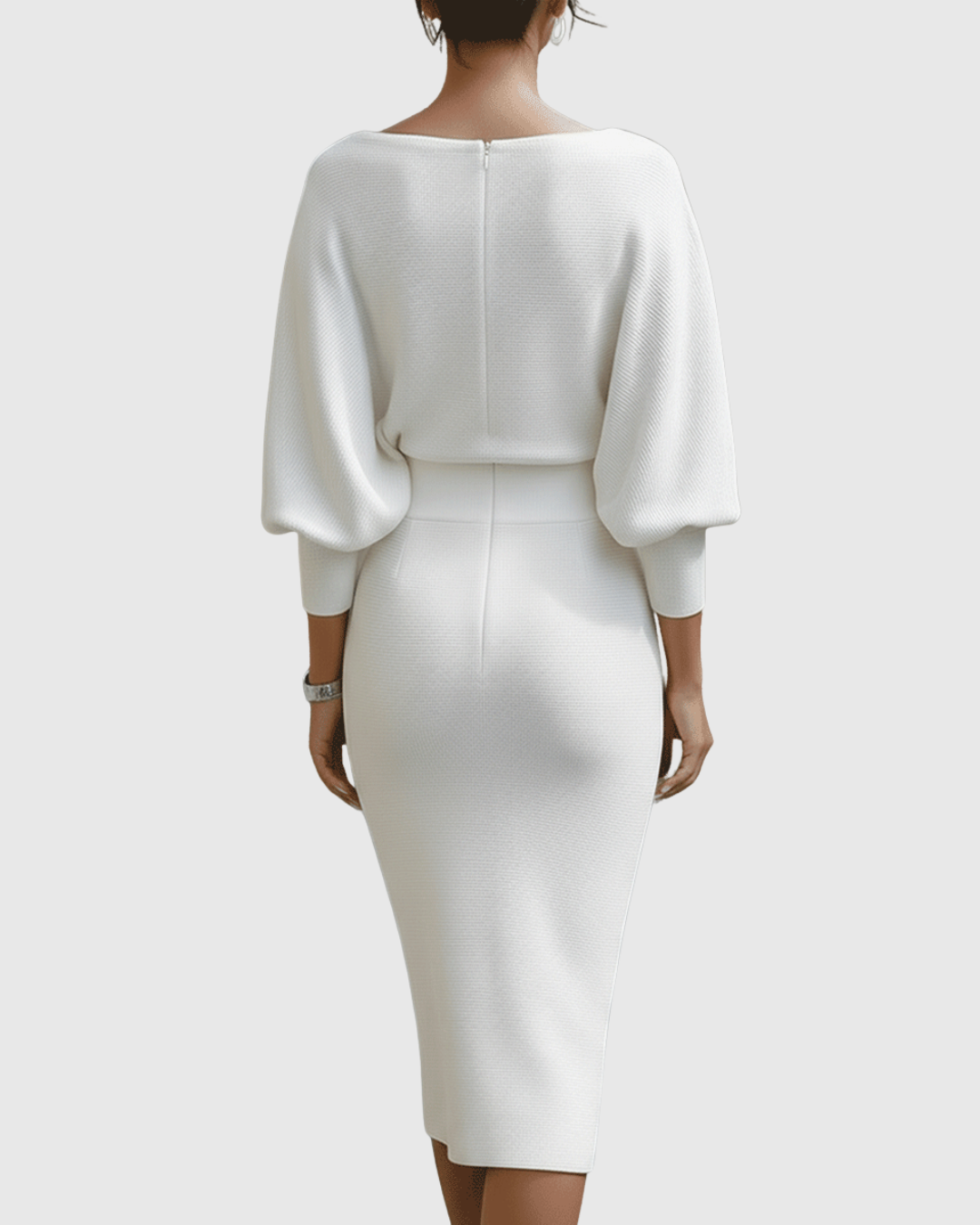 Esme | White Draped Batwing Midi Dress