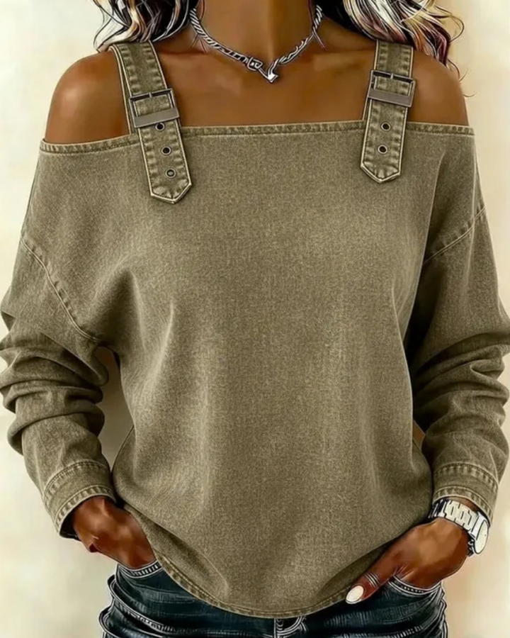 Ginger | Off Shoulder Denim Strap Top