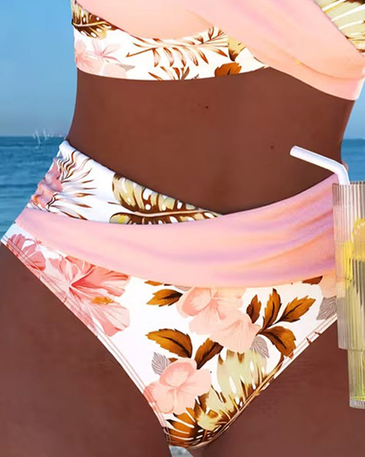 Elsa | Contrast Floral Split Bikini