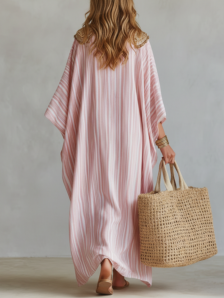 Cleo | Pink Striped Kaftan Dress