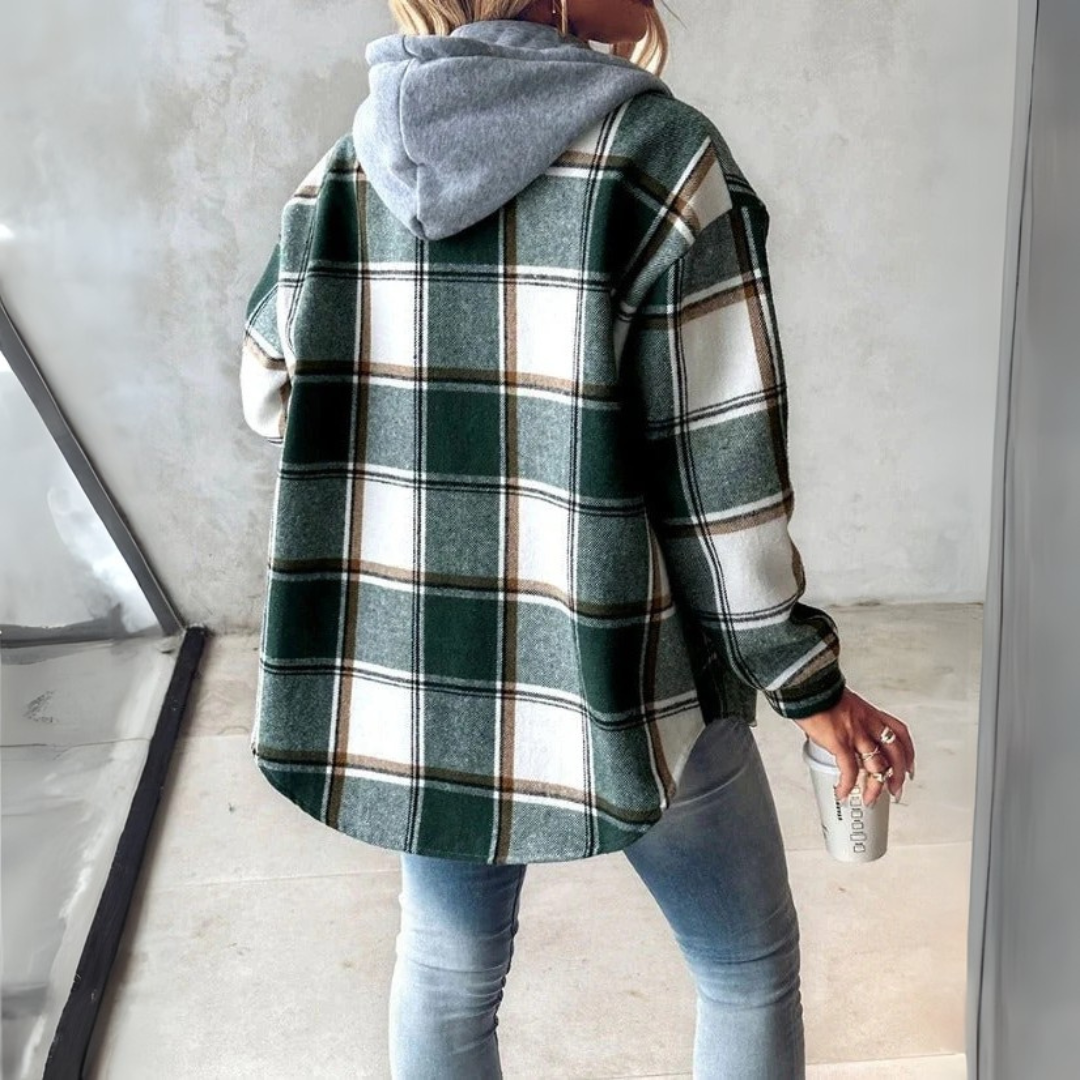 Carys | Warm Cosy Hooded Check Jacket