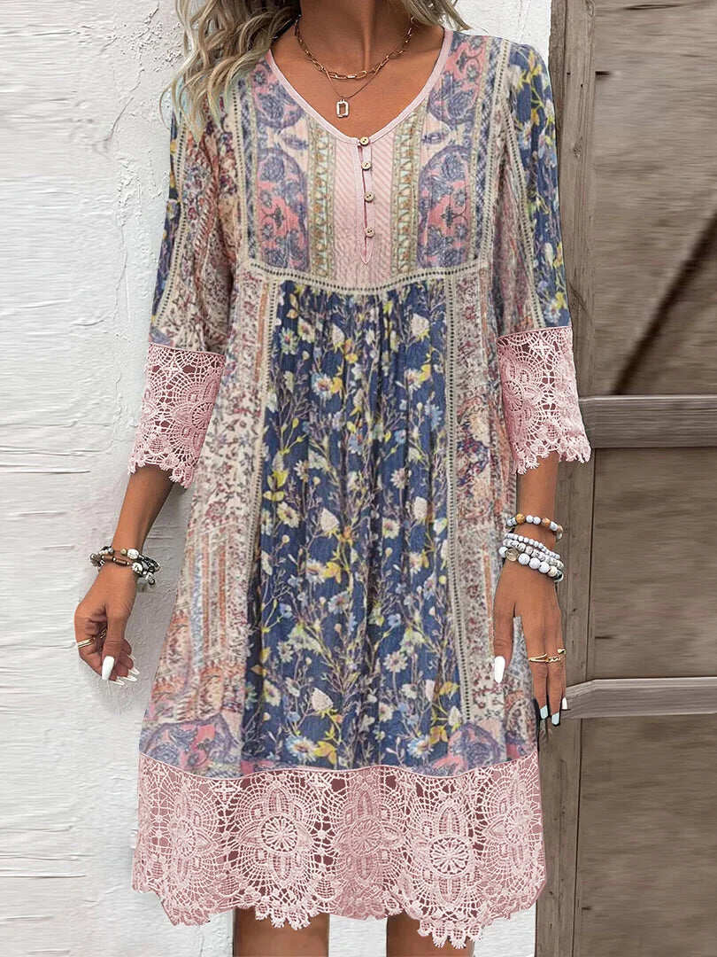Kirsten | Elegant Bohemian Print Dress