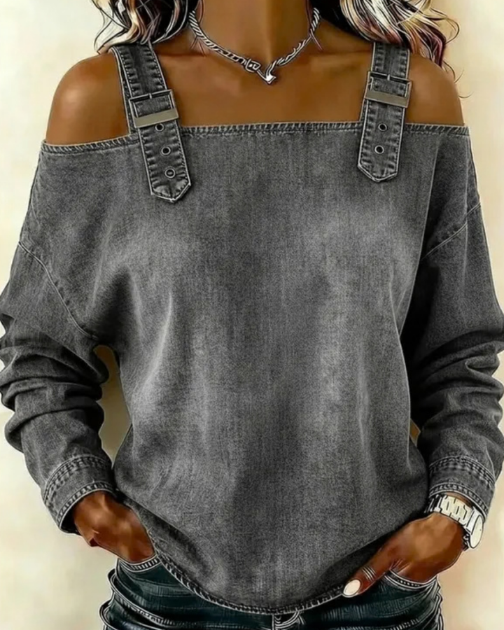 Ginger | Off Shoulder Denim Strap Top