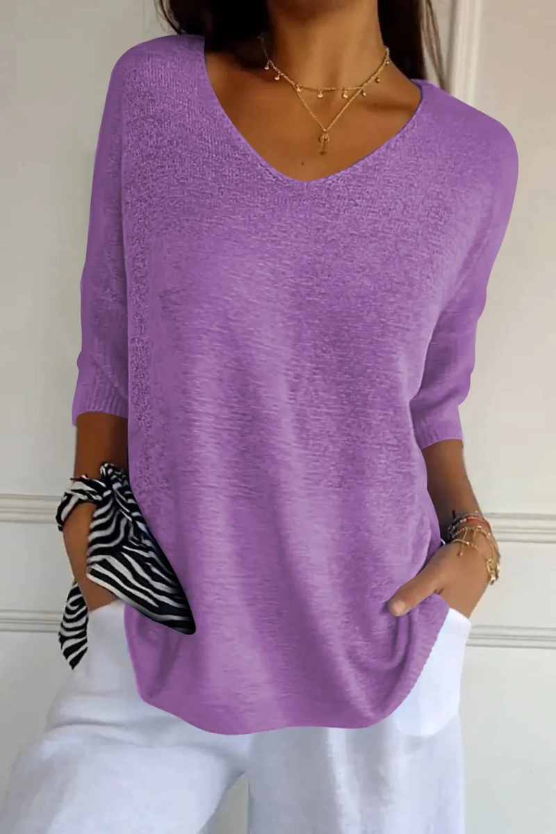 Allira | Soft V Neck Knit Top