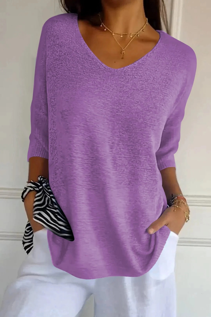 Allira | Soft V Neck Knit Top