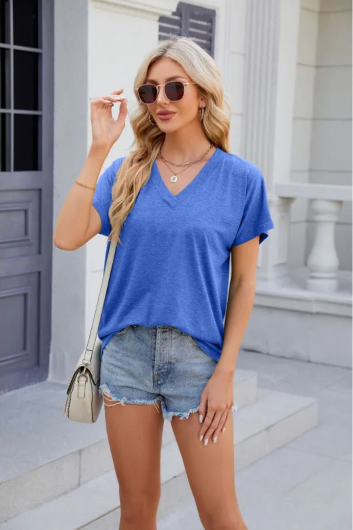 Amaroo | Easy V Neck Cotton Blouse