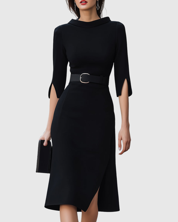 Bronwyn | Classic Black Midi Dress