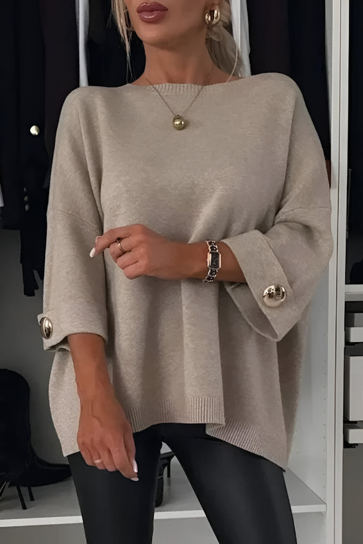 Coorah | Soft Button Cuff Knit Top