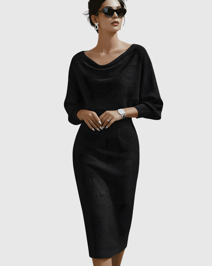 Esme | White Draped Batwing Midi Dress
