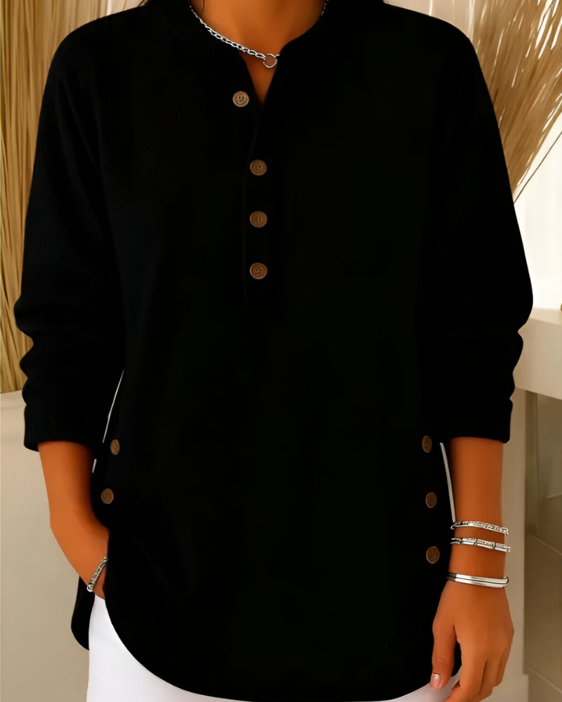 Lorne | Ribbed Button Placket Knit Top