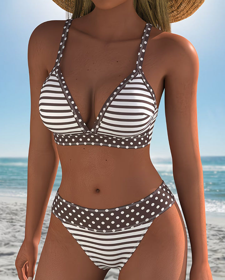 Hana | Striped Dot-Print Bikini