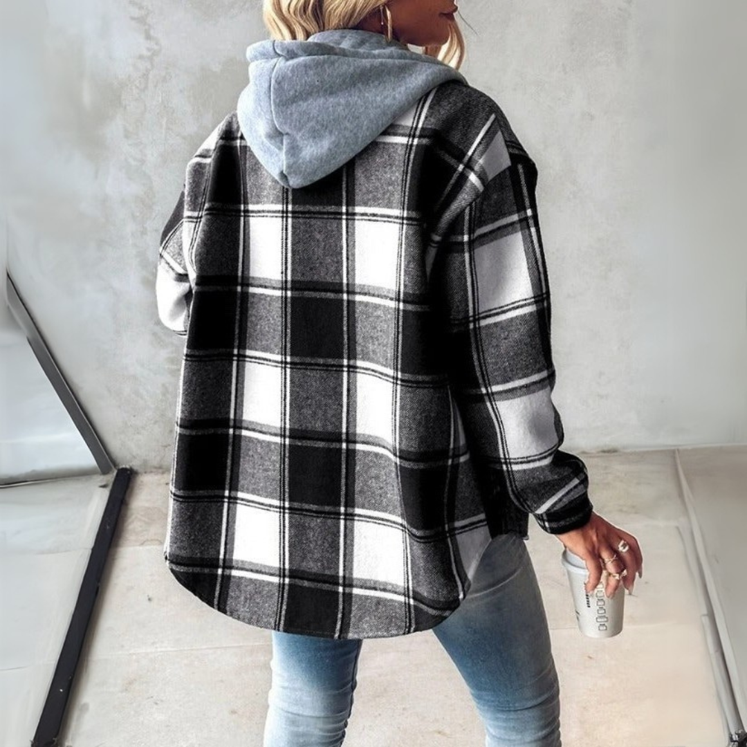 Carys | Warm Cosy Hooded Check Jacket