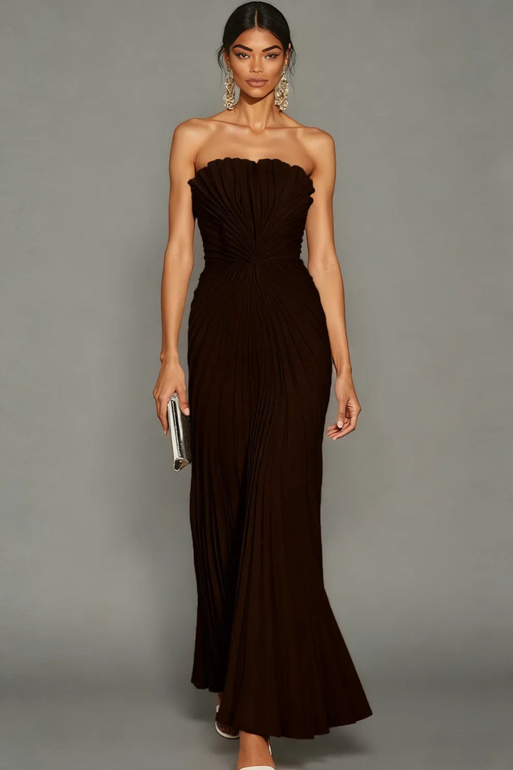 Celeste | Strapless Pleated Ceremony Midi Dress
