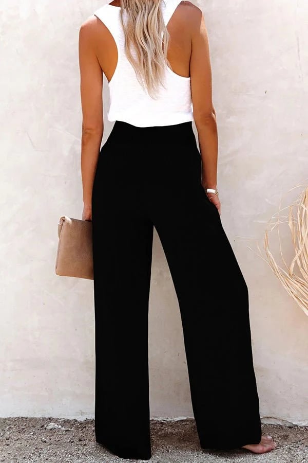 Dianne | Smocked High Waist Pants with Button Front