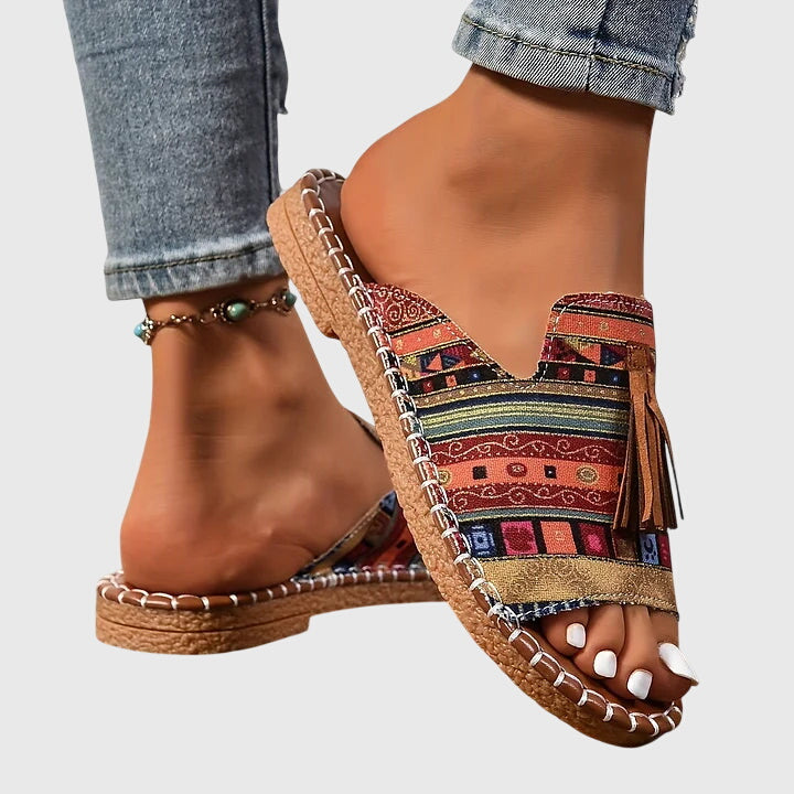 Nathalie | Boho Pompon Sandals