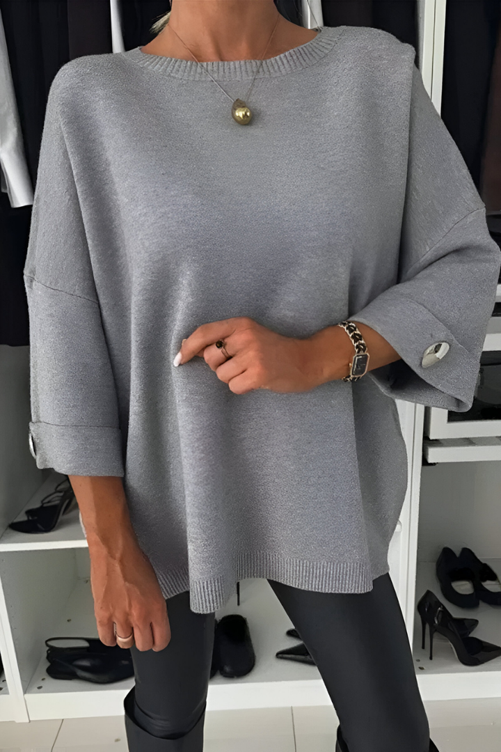 Coorah | Soft Button Cuff Knit Top