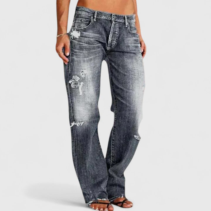 Cathy | Relaxed Low Rise Straight Leg Jeans