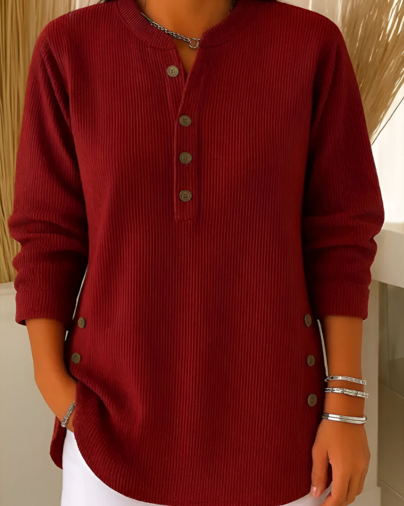 Lorne | Ribbed Button Placket Knit Top
