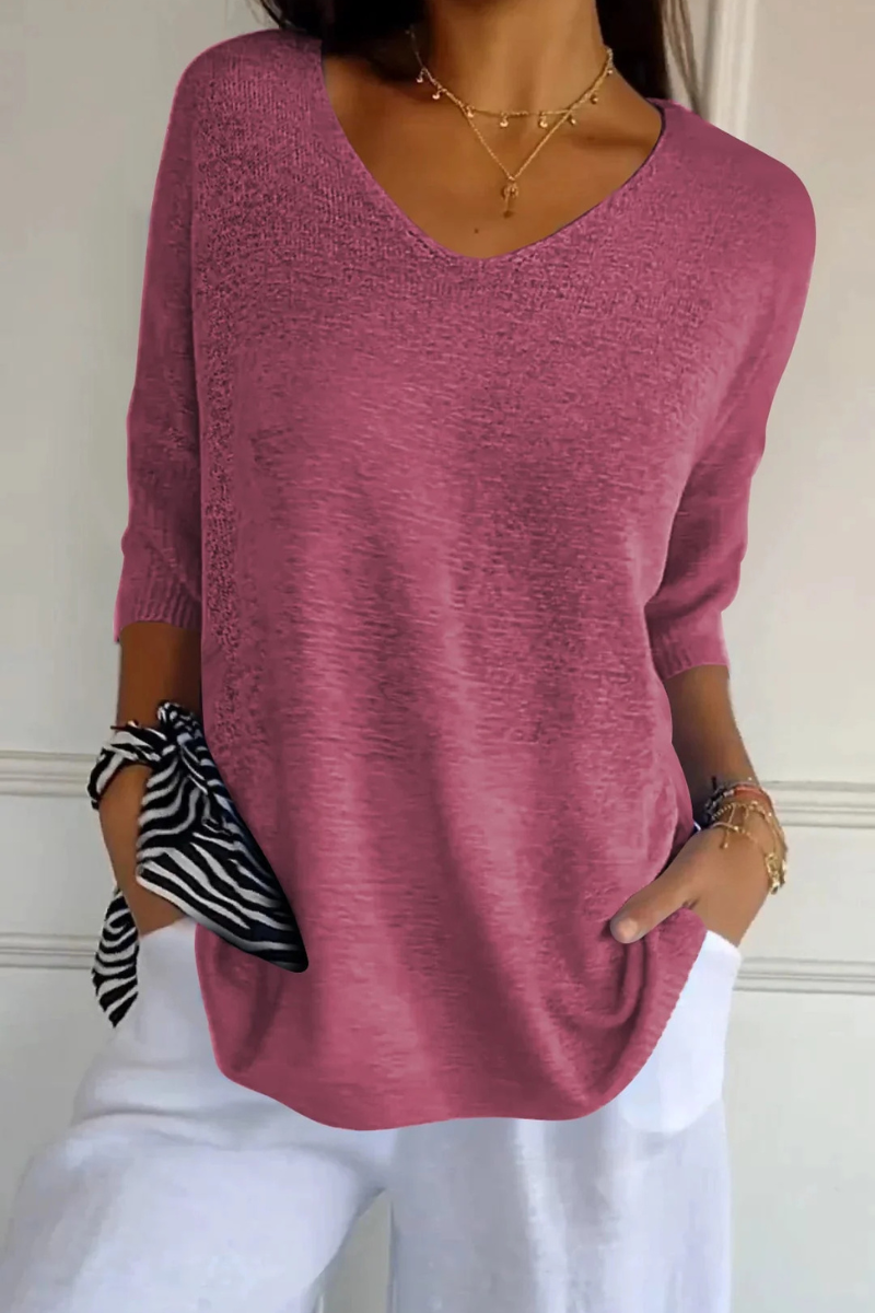 Allira | Soft V Neck Knit Top