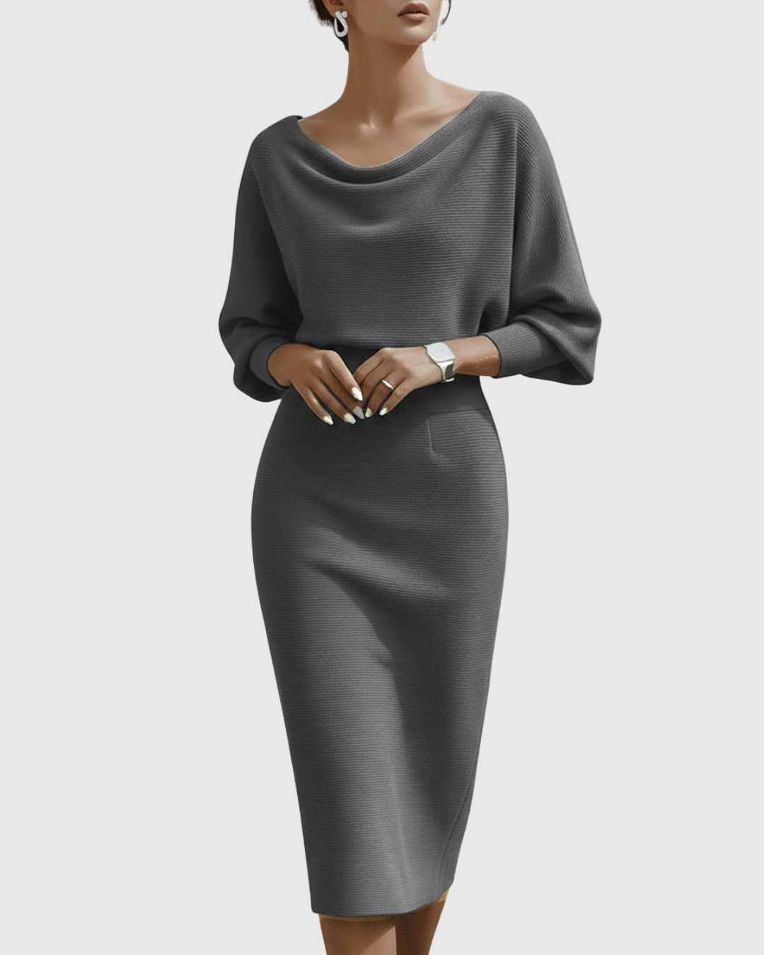 Esme | White Draped Batwing Midi Dress