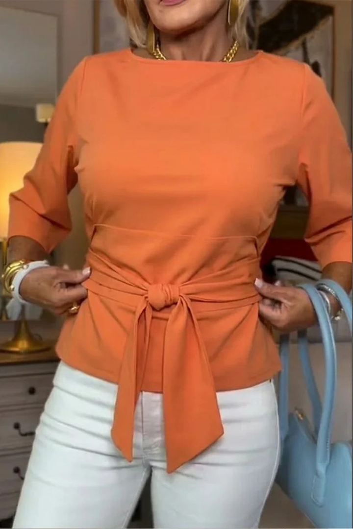 Lennox | Tie Waist Boat Neck Top