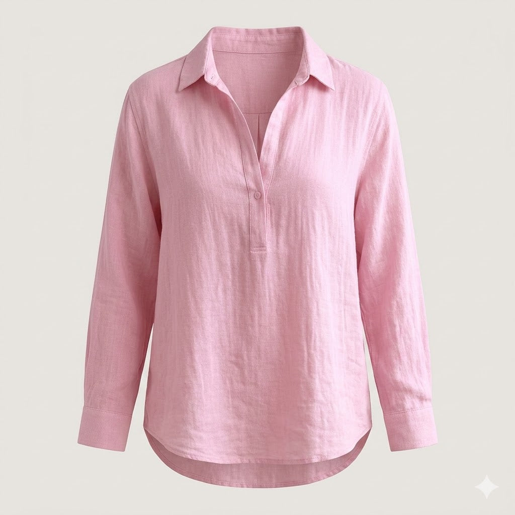 Nyla | Blush Relaxed Linen Shirt