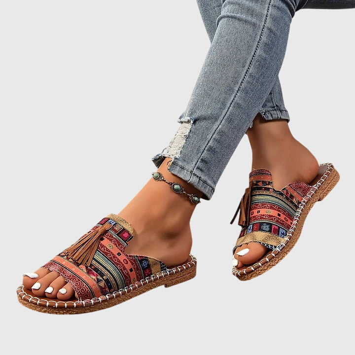 Nathalie | Boho Pompon Sandals
