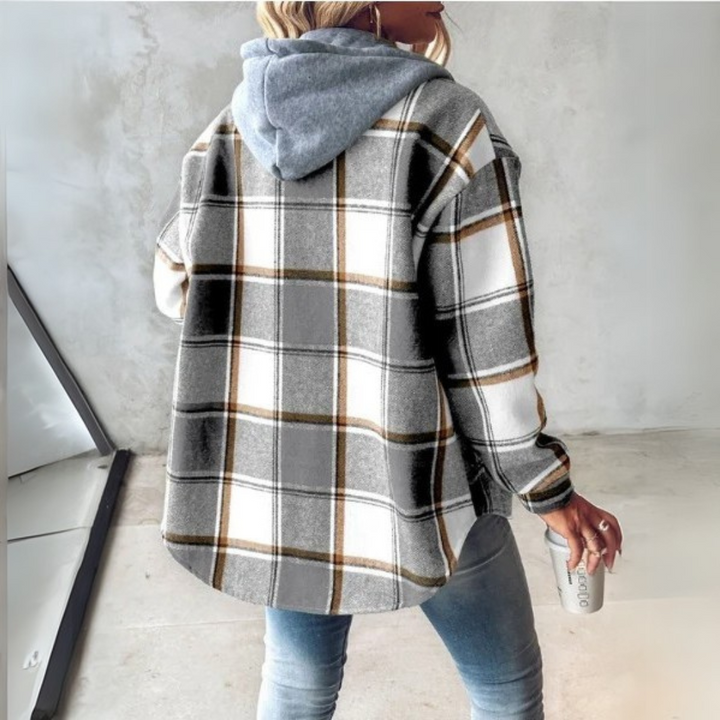 Carys | Warm Cosy Hooded Check Jacket