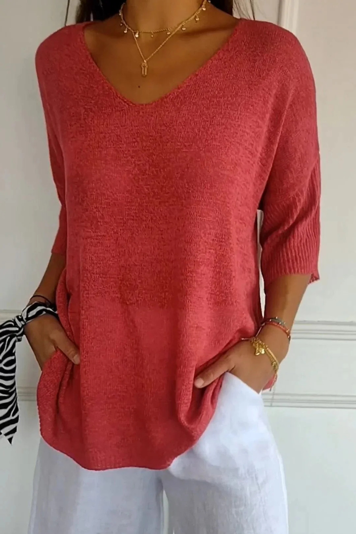 Allira | Soft V Neck Knit Top
