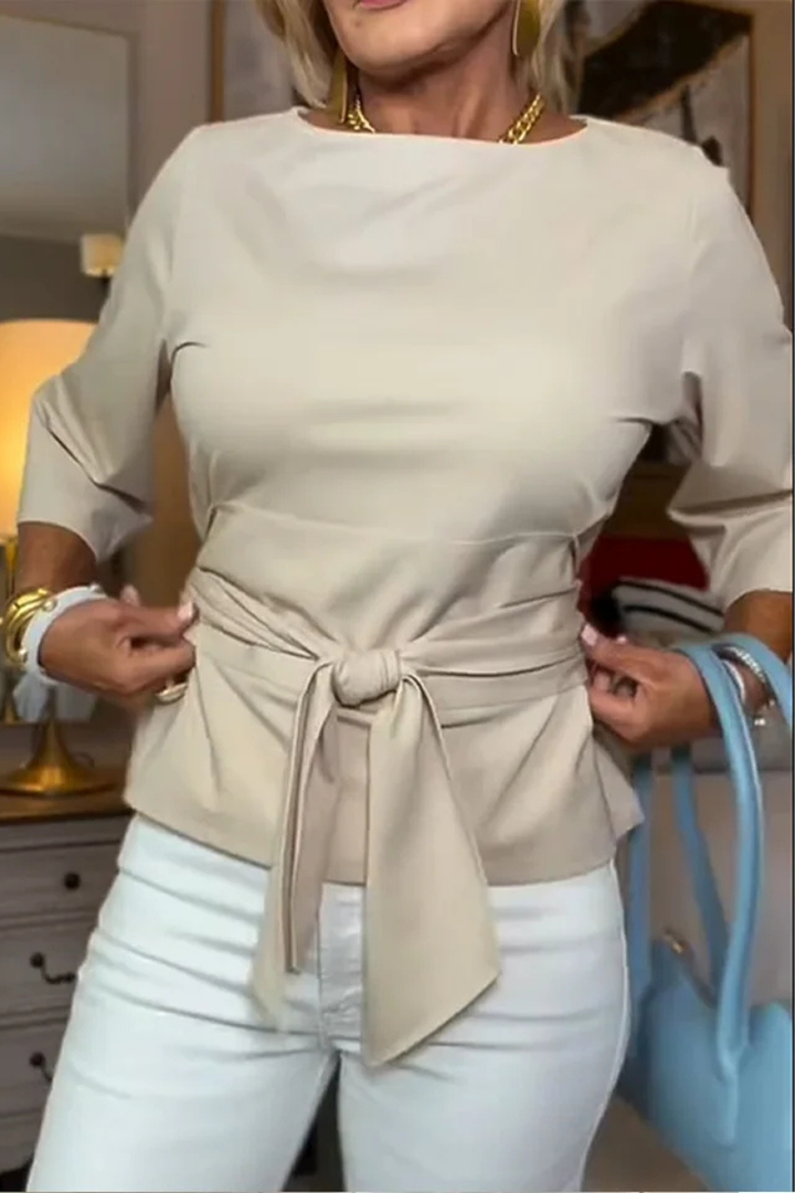 Lennox | Tie Waist Boat Neck Top