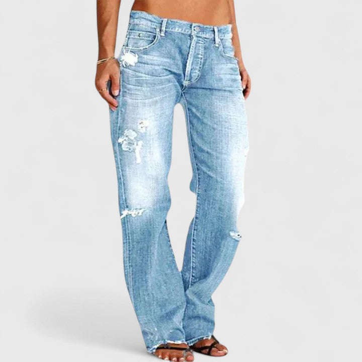 Cathy | Relaxed Low Rise Straight Leg Jeans