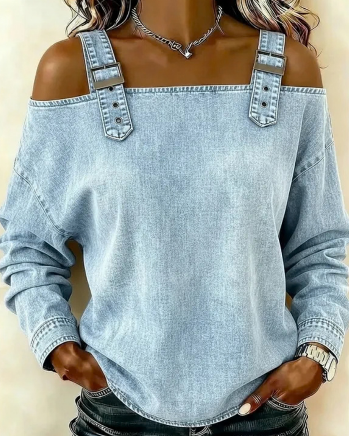 Ginger | Off Shoulder Denim Strap Top